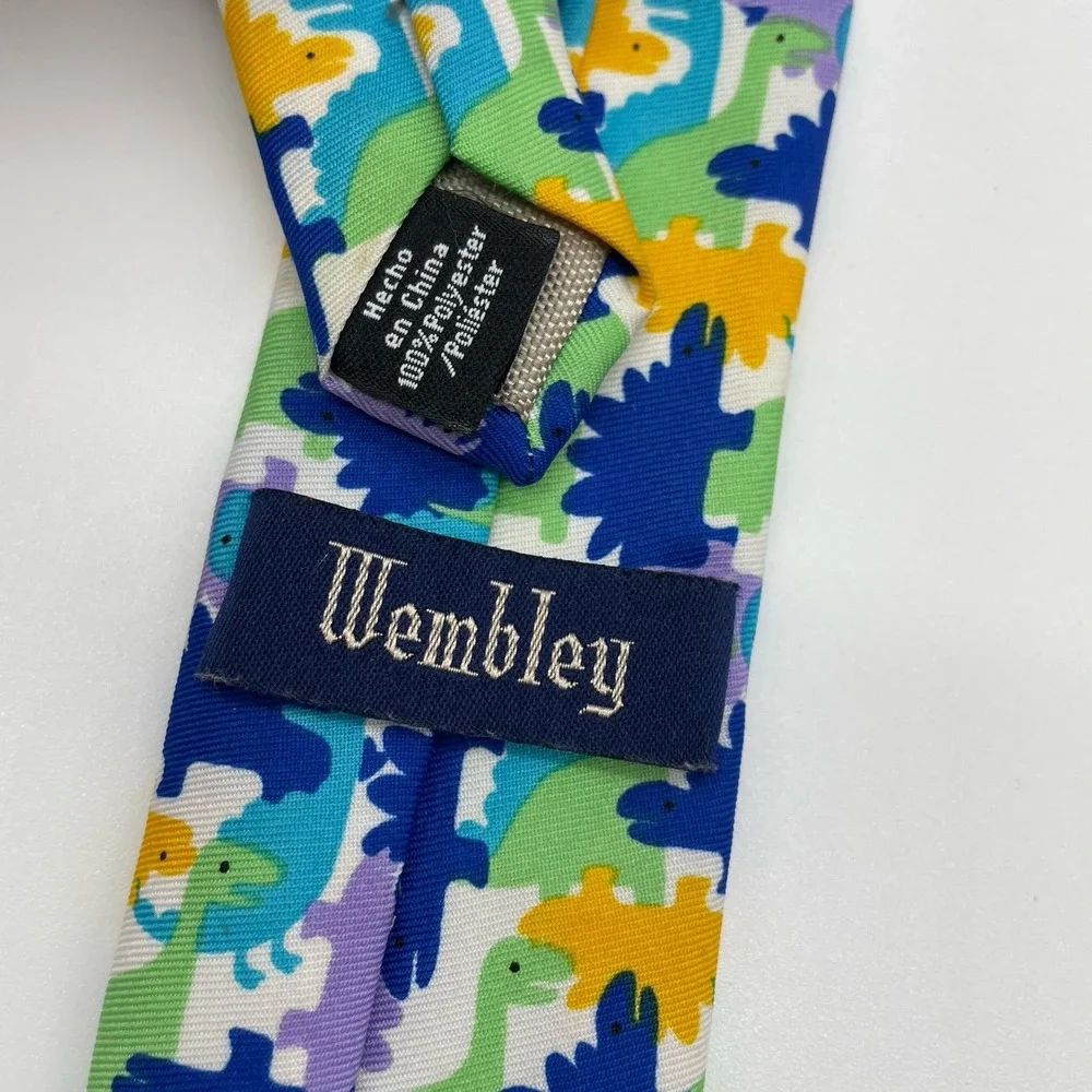 Wembley Boys Dinosaurs ‎ Tie Blue Green Purple Washable